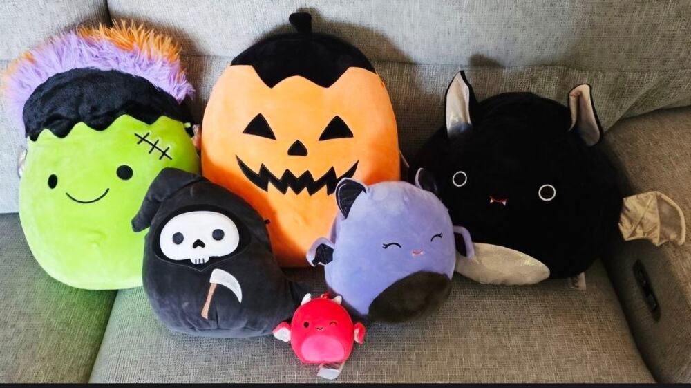 Lot of 6 Halloween Themed 3.5"-12" Squishmallows 10" Flip-a-Mallow Plushies EUC